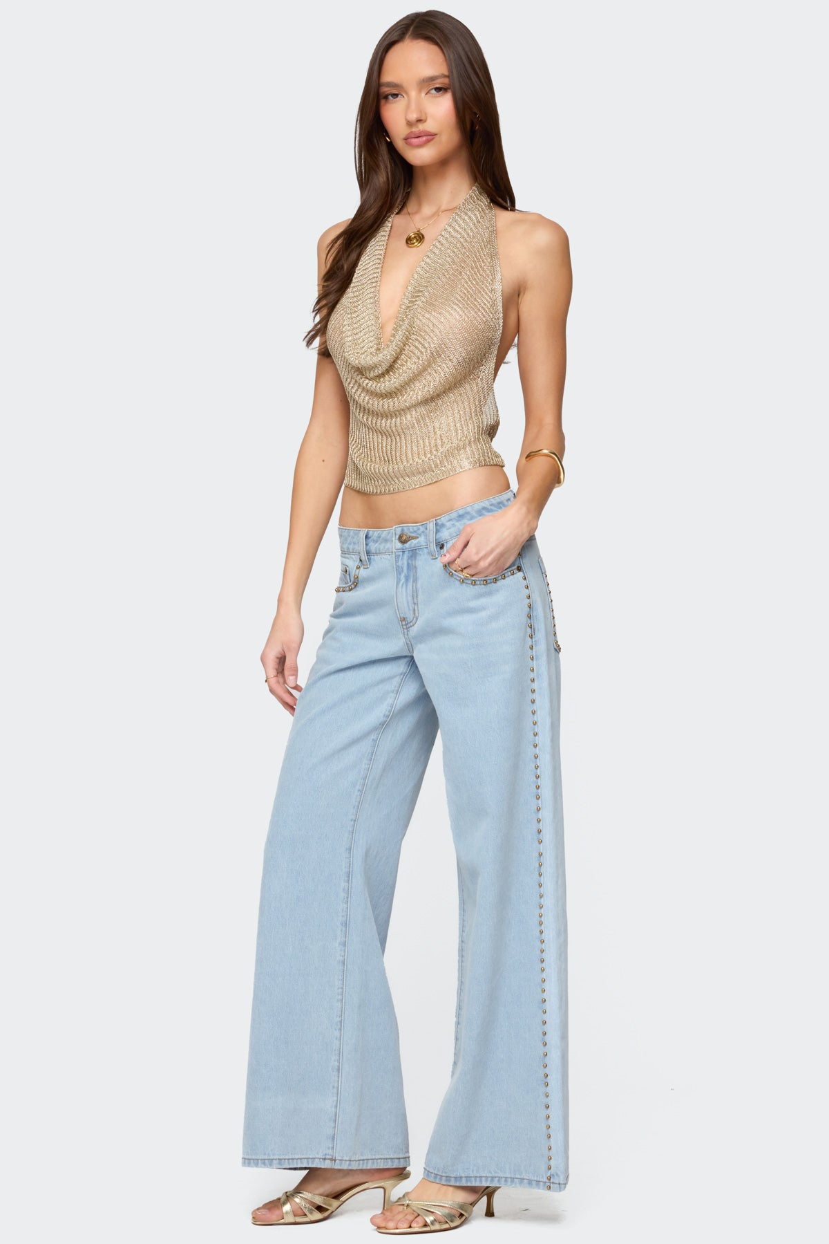 Cowl Neck Backless Top