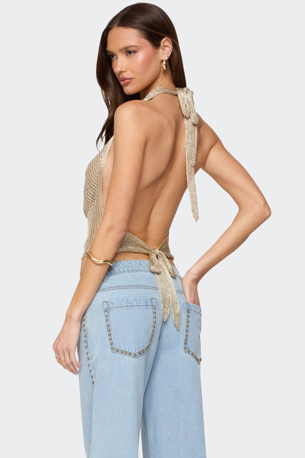 Cowl Neck Backless Top