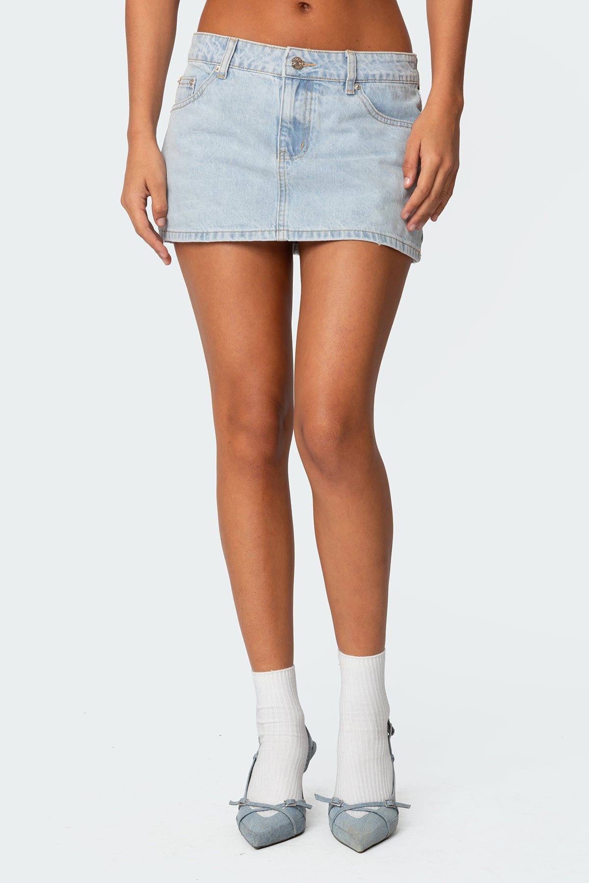 Hind Denim Micro Skirt