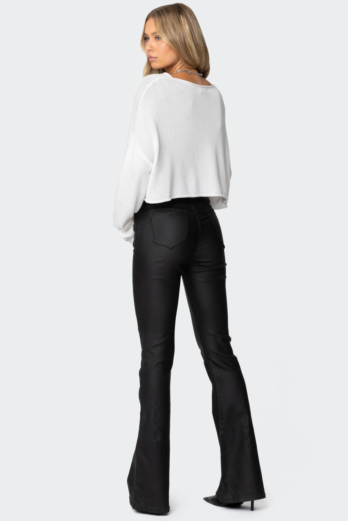 Isa Faux Leather Flare Jeans