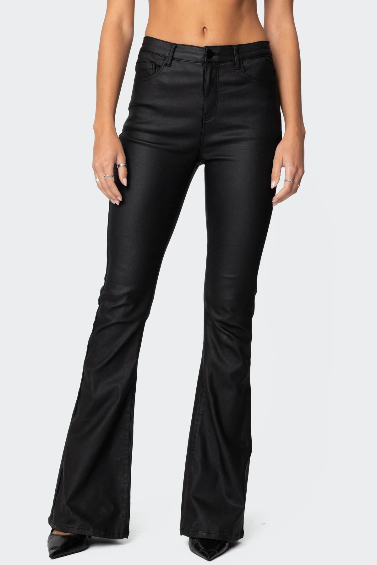 Isa Faux Leather Flare Jeans
