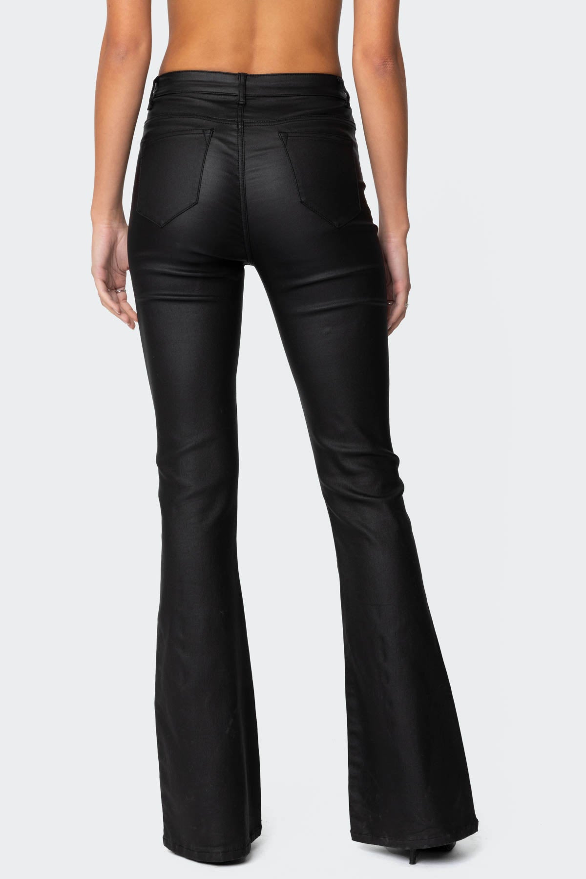 Isa Faux Leather Flare Jeans