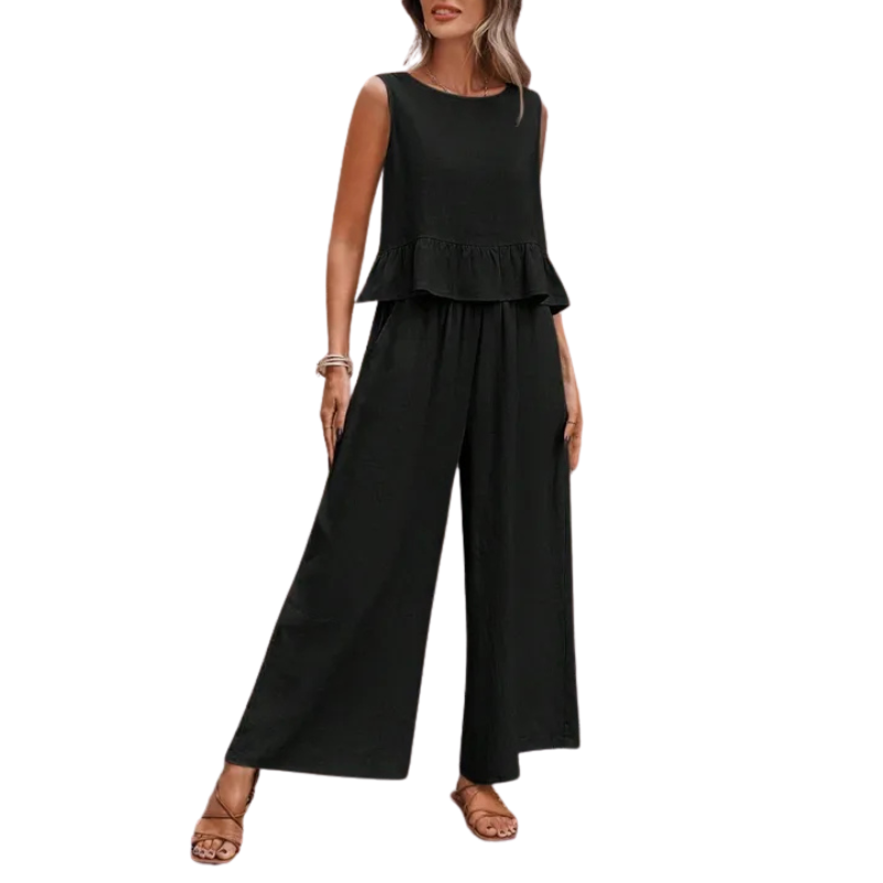 SARA™ – Women’s Ruffle Hem Tank Top & Wide Leg Pants