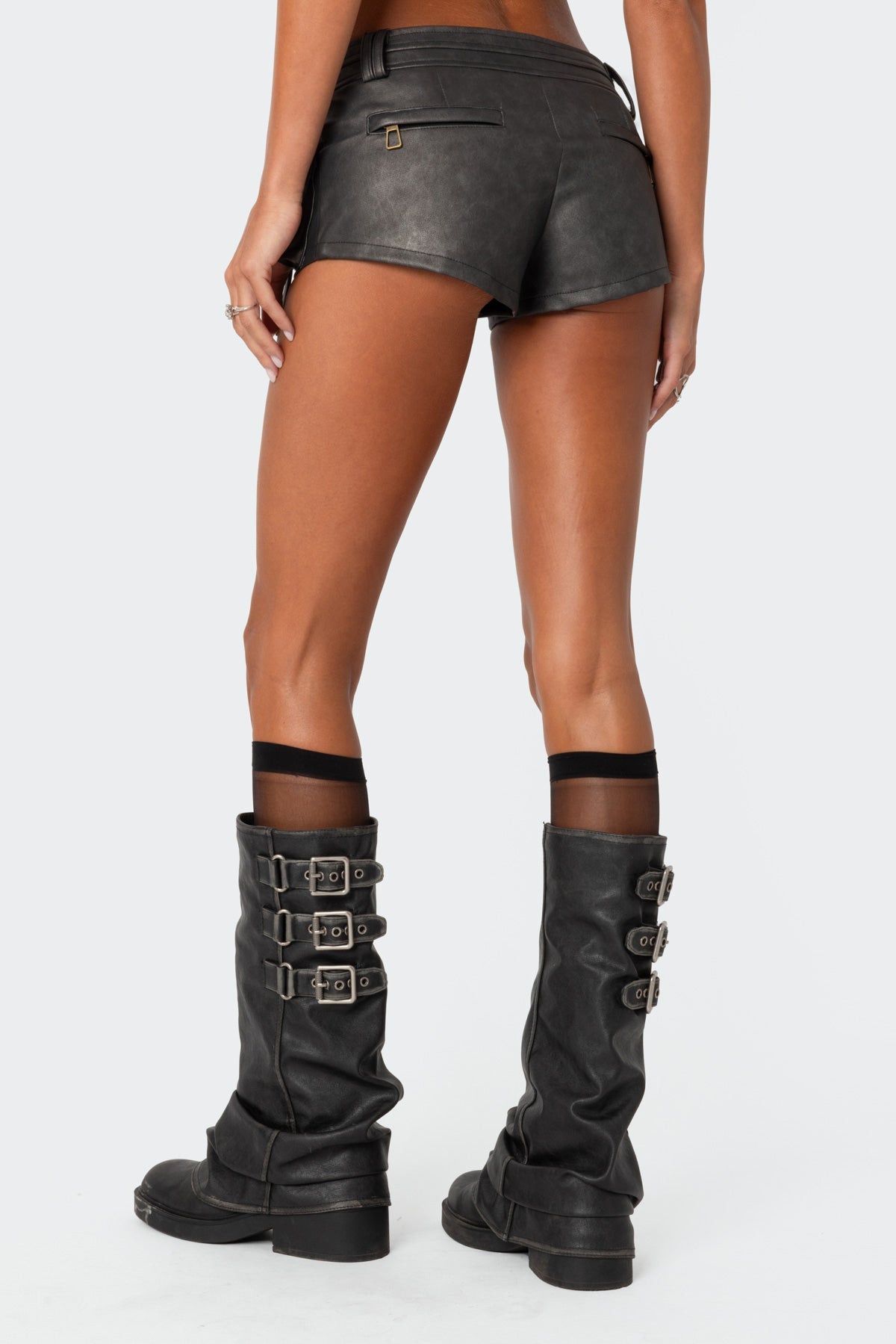 Leather Micro Cargo Shorts